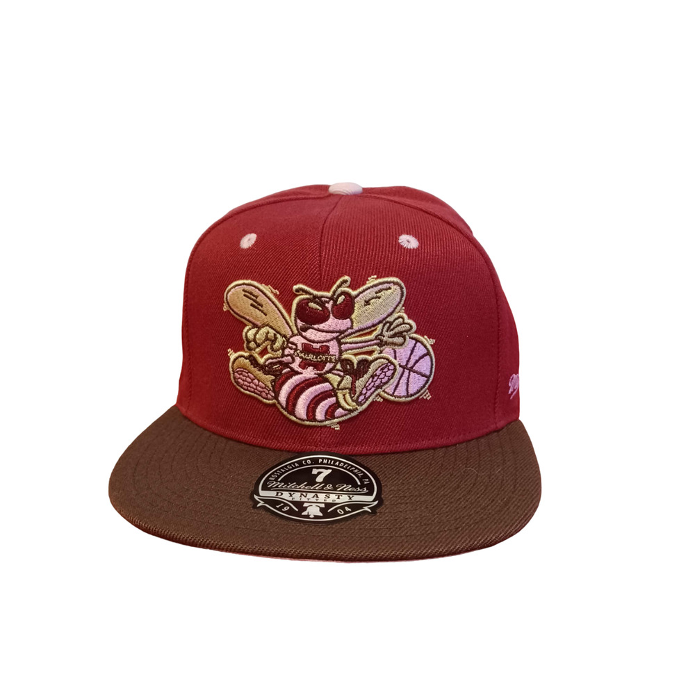 Mitchell & Ness Maroon Brown HWC Charlotte Hornets NBA Dynasty Fitted Mens 7 NWT